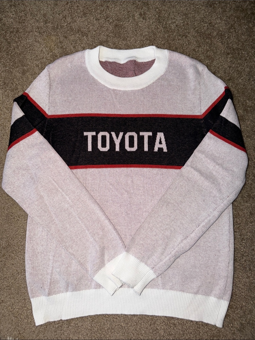 Toyota Branded Crewneck Sweater - Cream with Black & Red Accents